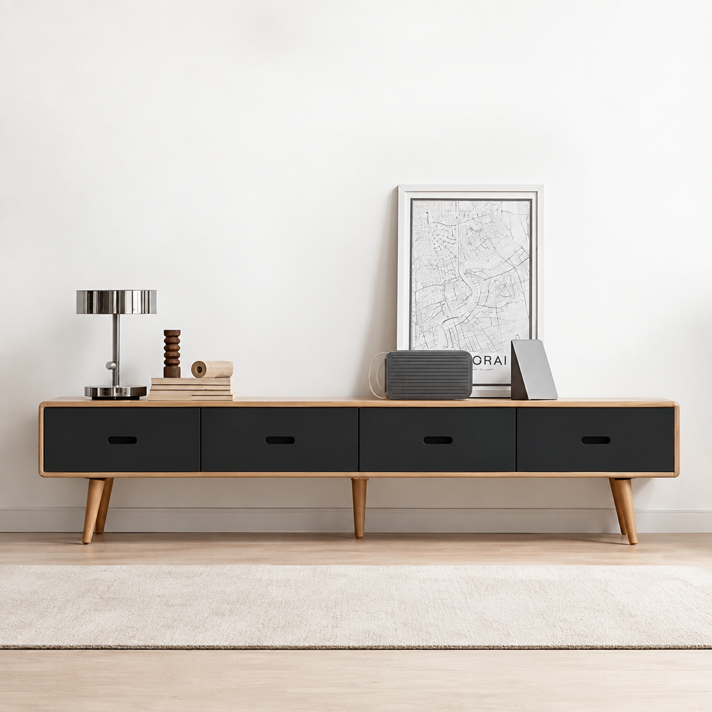 White & Beige MDF TV Unit – 180 cm