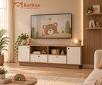 Lora Modern TV Unit – Wood & White 58 × 180–200 × 40  cm
