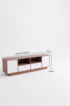 Lora Modern TV Unit – Wood & White 58 × 180–200 × 40  cm