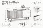 Modern White & Wood Sideboard – 150 × 40 × 80 cm