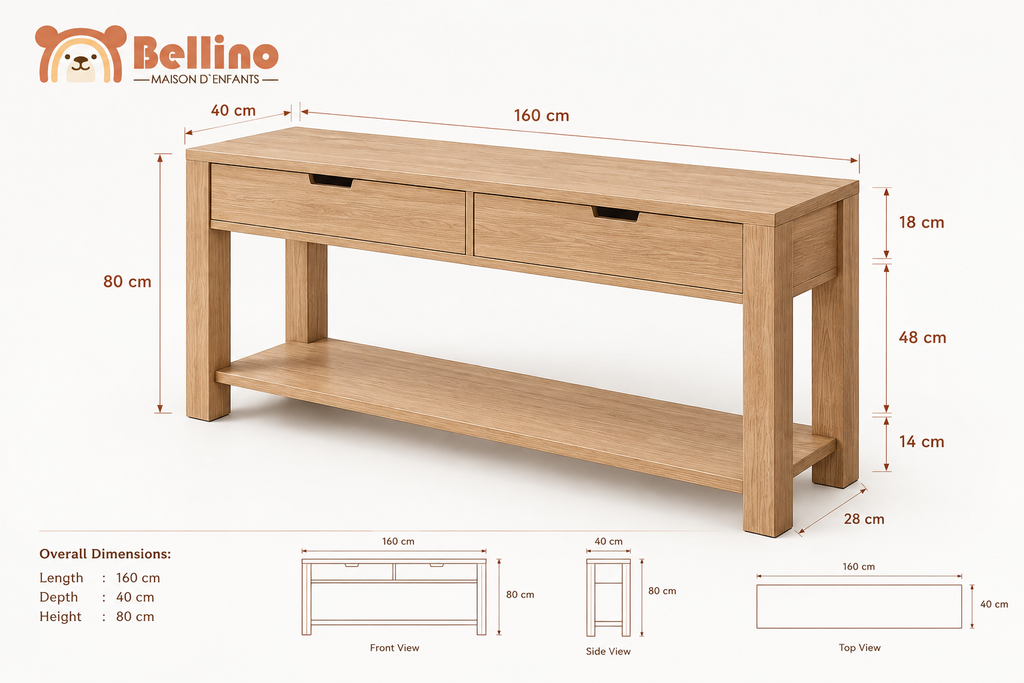Modern Wooden Console – Practical & Elegant Design – 160 cm