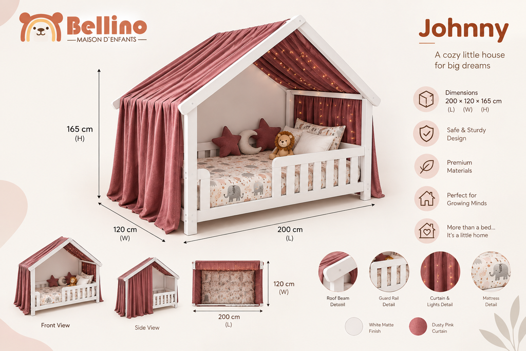 Johnny Montessori House Bed – 120 cm