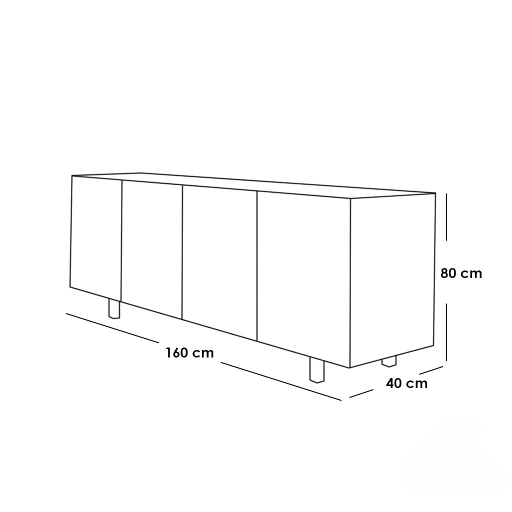 White & Beige 4-Door Sideboard – 80 × 160 × 40 cm
