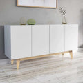White & Beige 4-Door Sideboard – 80 × 160 × 40 cm
