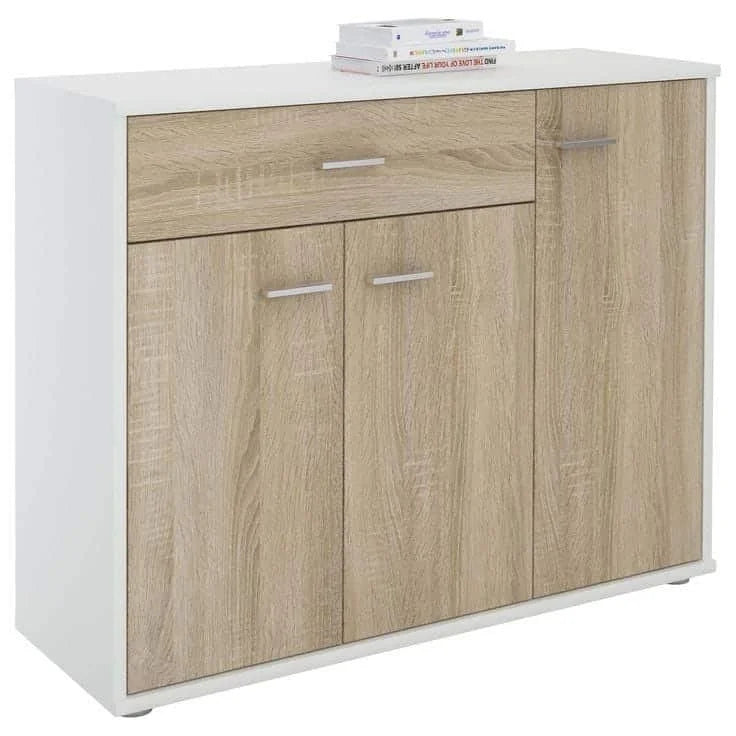 3-Door Shoe Cabinet – White & Wood