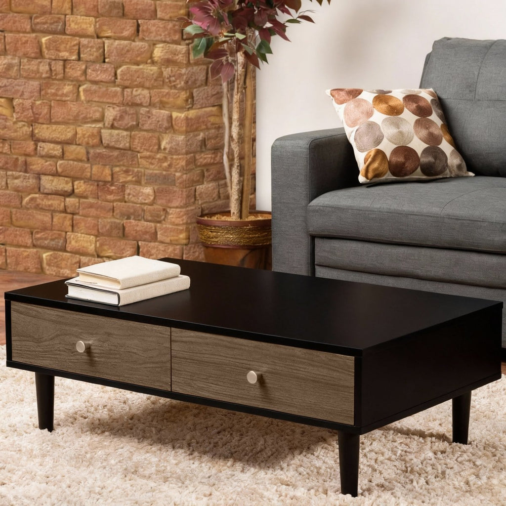 Rina Coffee Table — White & Brown 100 × 50 × 40 cm