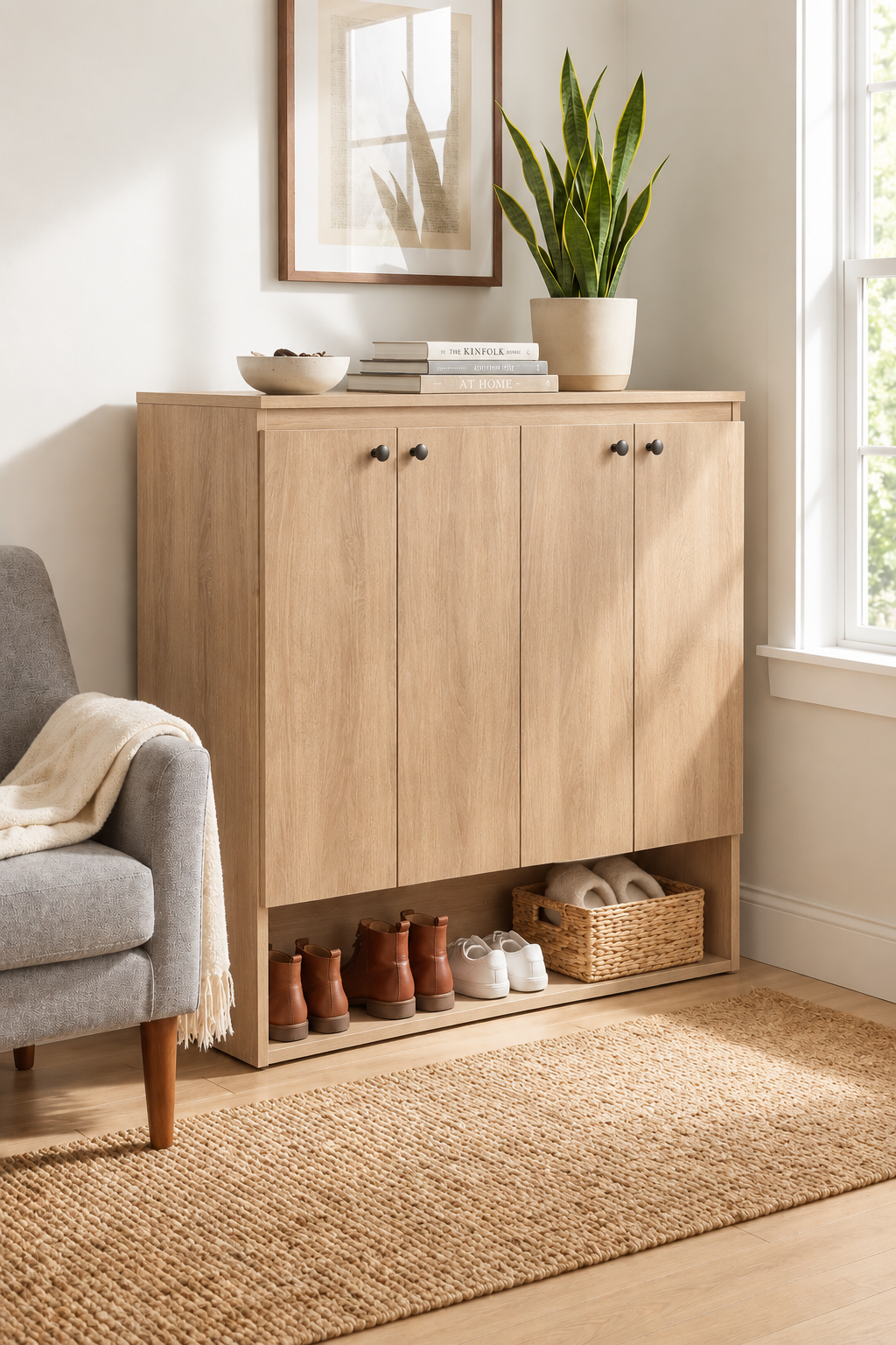 Roma Wooden Shoe Cabinet – 120 × 110 × 40 cm