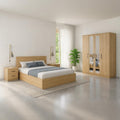 4-Piece Beige Bedroom Set | King Bed, Wardrobe & Nightstands