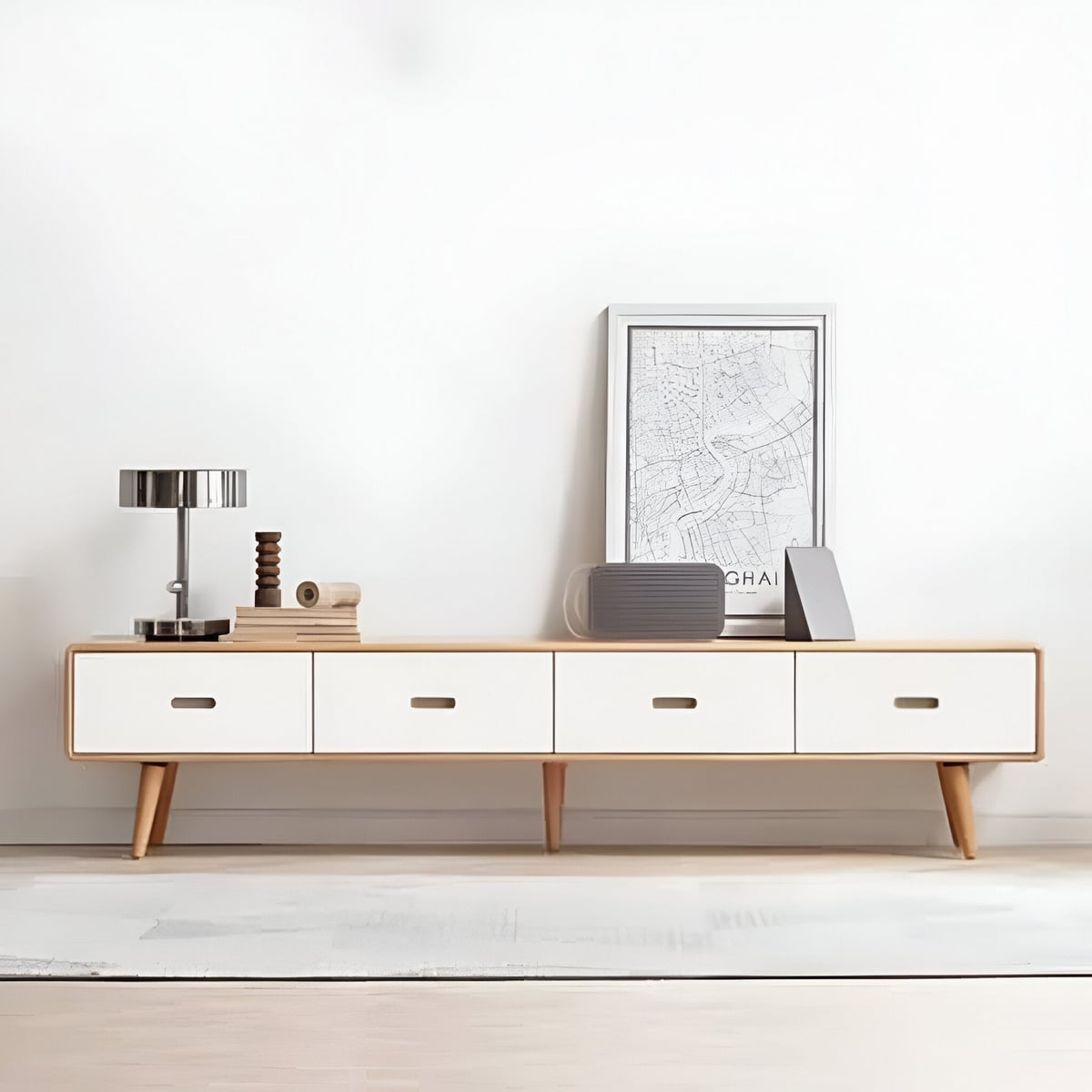 White & Beige MDF TV Unit – 180 cm