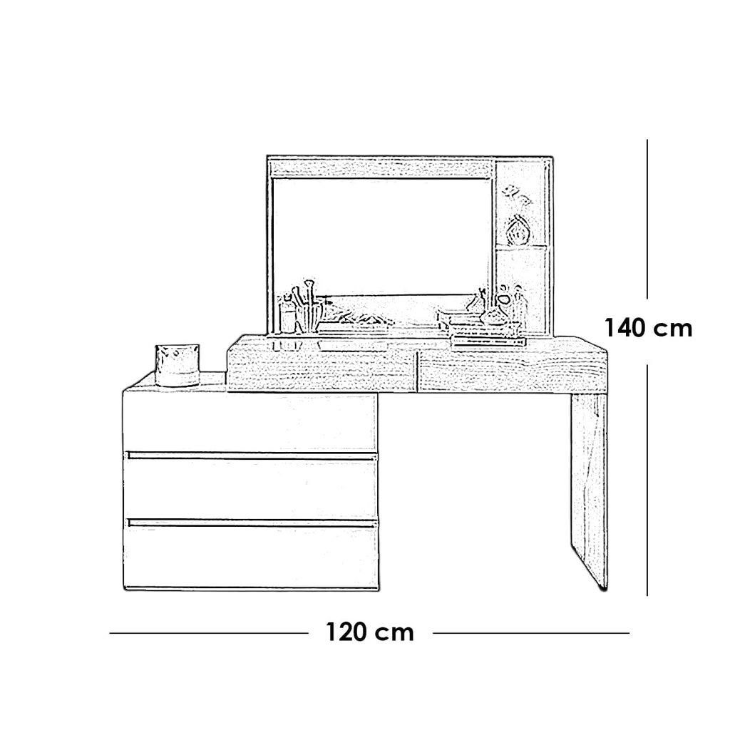 Modern Beige & White Dresser – 140 × 120 × 40 cm