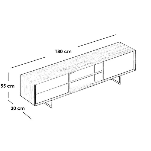 Alora TV Console – Brown & Dark Gray — 180 × 30 × 55 cm