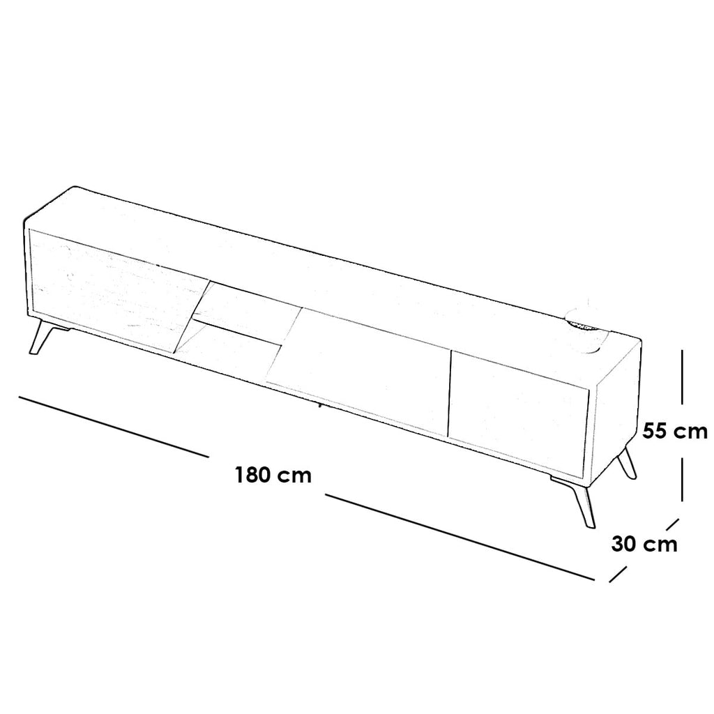 Spanish White & Beige TV Unit — 180 × 30 × 55 cm