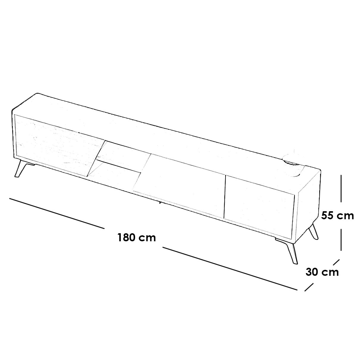 Spanish White & Beige TV Unit — 180 × 30 × 55 cm