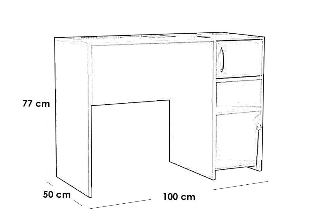 White Thai MDF Desk  77 × 100 × 50 cm