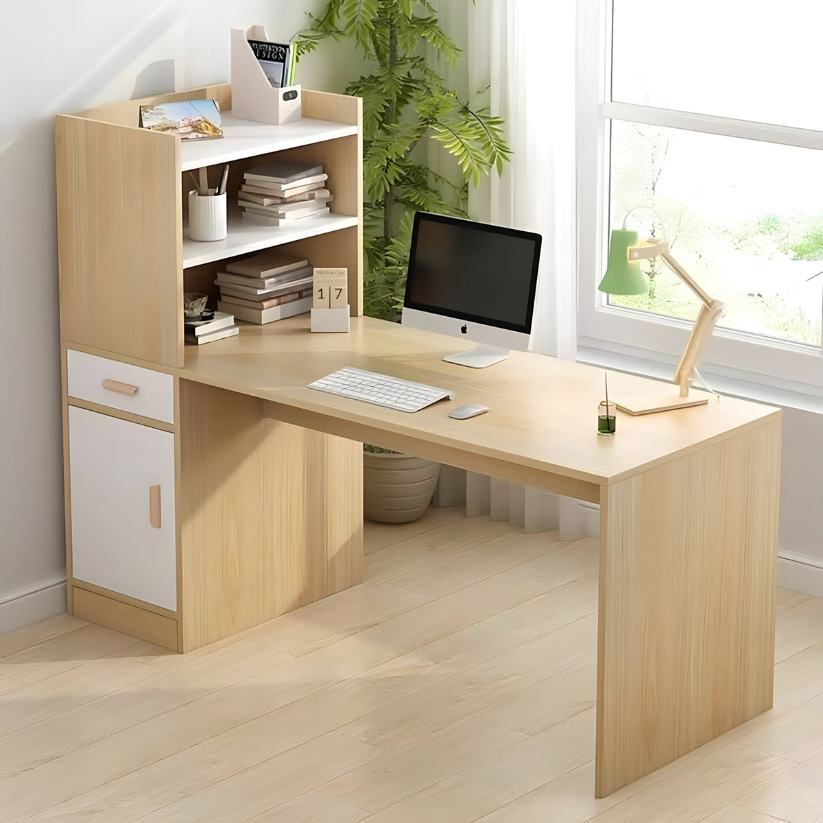 White & Wood Desk – 120 × 60 × 125 cm