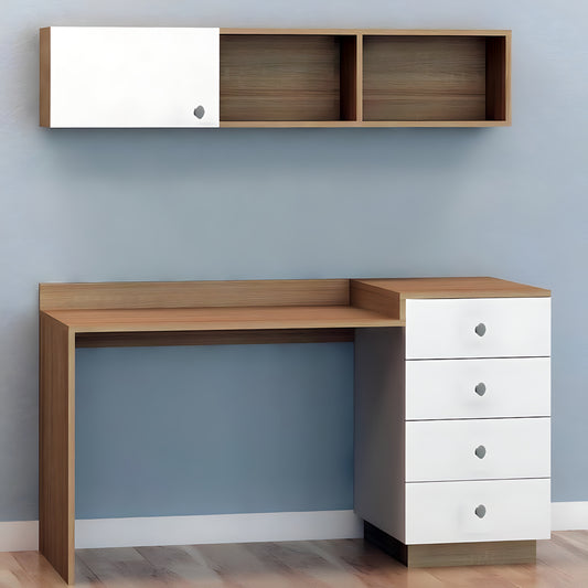 White & Wood Desk – 120 × 50 × 80 cm
