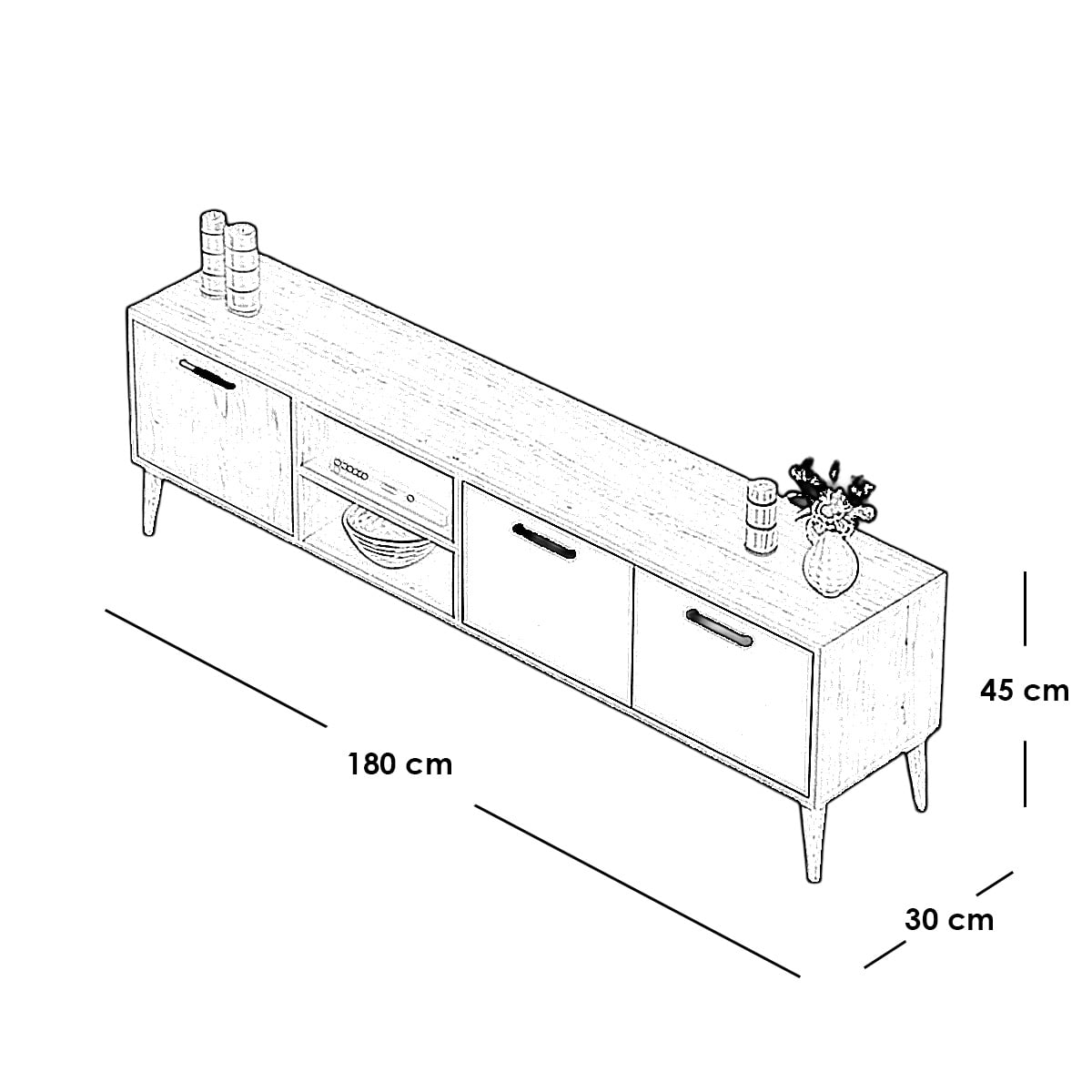 Modern TV Unit – 180 cm MDF
