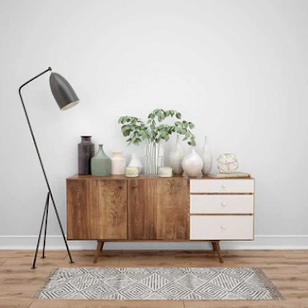 Modern White & Wood Sideboard – 150 × 40 × 80 cm