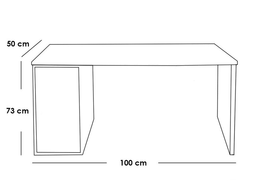 White and Beige MDF Desk – 73 × 100 × 50 cm